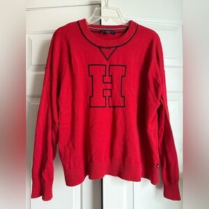 Tommy Hilfiger Initial varsity crew neck sweater sz M Preppy Sportswear Academia